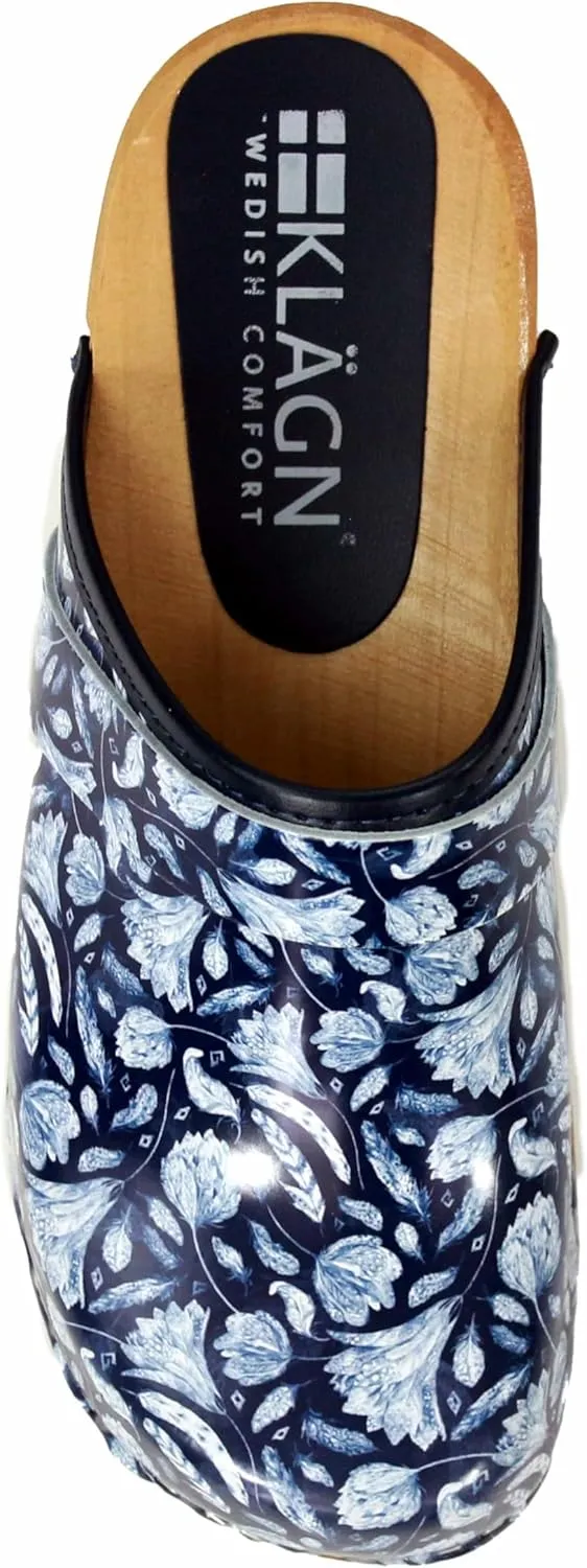 Bjork Maja Wood Open Back Leather Clogs
