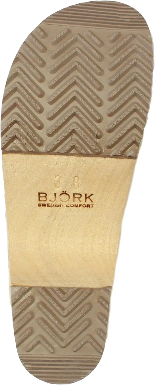 Bjork Maja Wood Open Back Leather Clogs