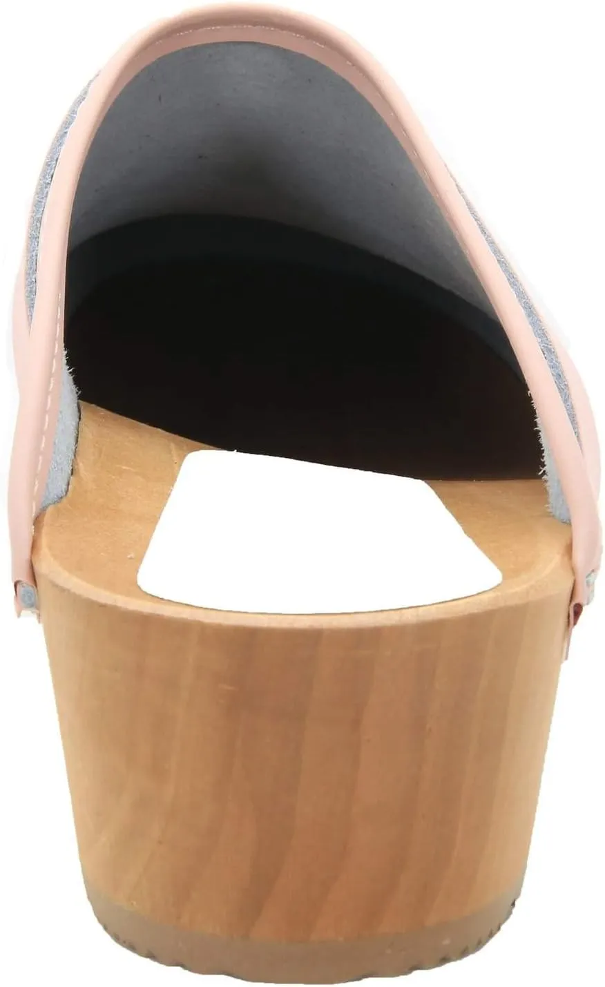 Bjork Maja Wood Open Back Leather Clogs
