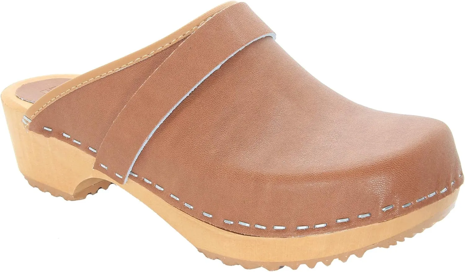 Bjork Maja Wood Open Back Leather Clogs