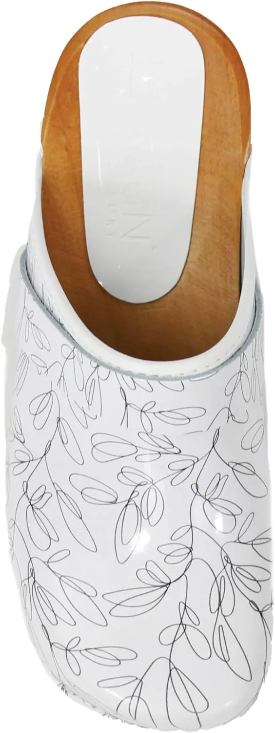 Bjork Maja Wood Open Back Leather Clogs