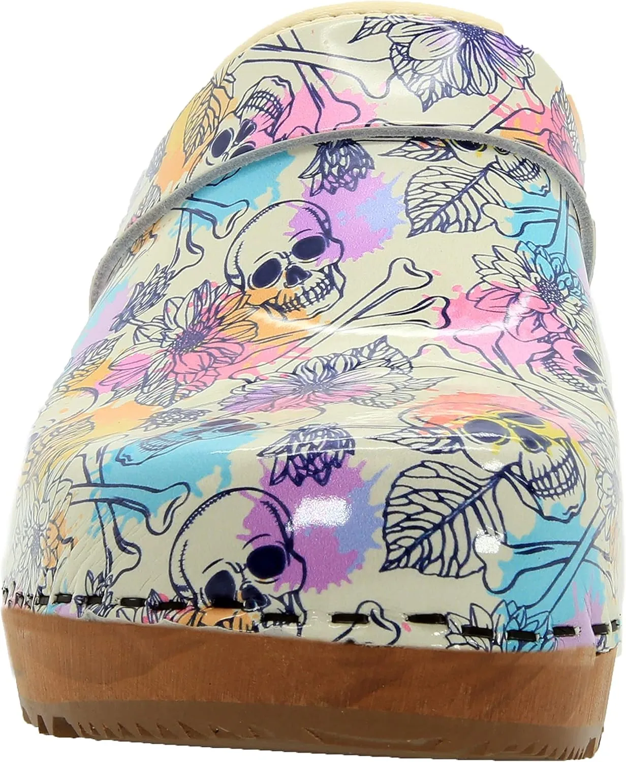 Bjork Maja Wood Open Back Leather Clogs
