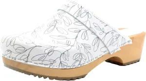 Bjork Maja Wood Open Back Leather Clogs