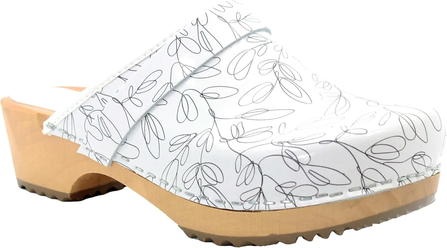 Bjork Maja Wood Open Back Leather Clogs