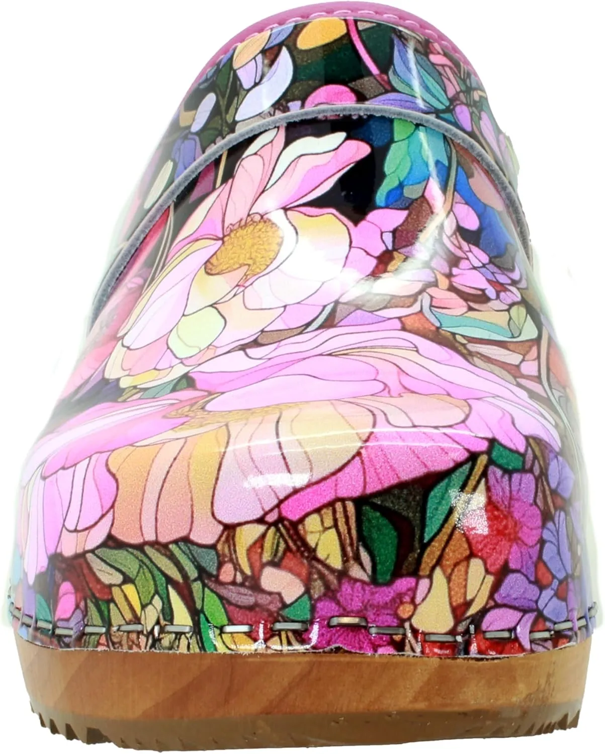 Bjork Maja Wood Open Back Leather Clogs