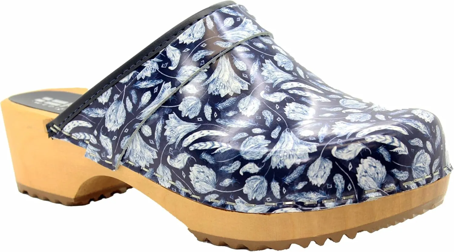 Bjork Maja Wood Open Back Leather Clogs
