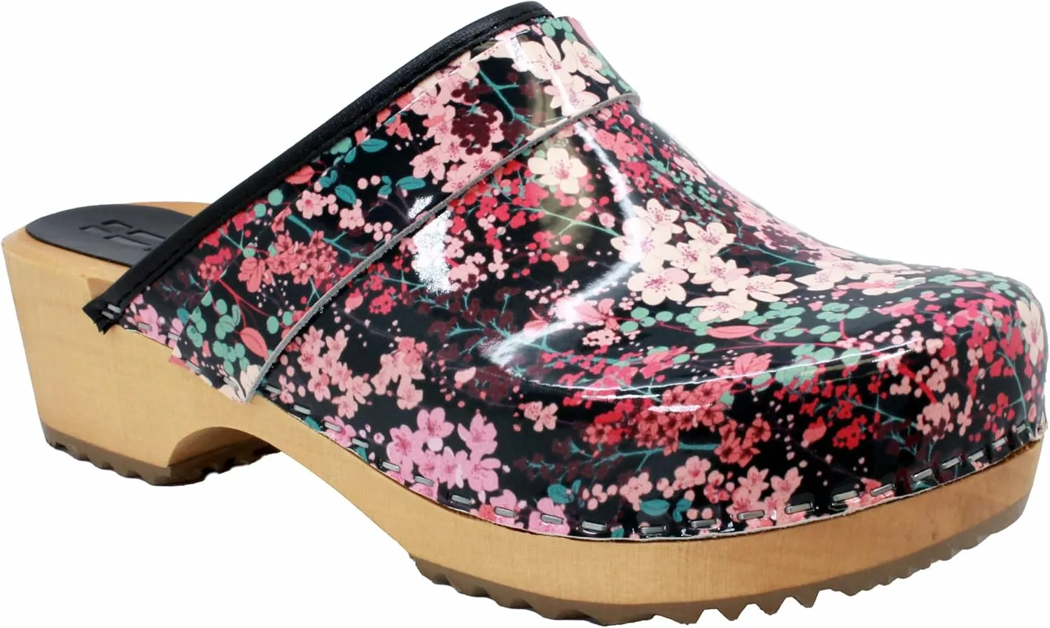 Bjork Maja Wood Open Back Leather Clogs