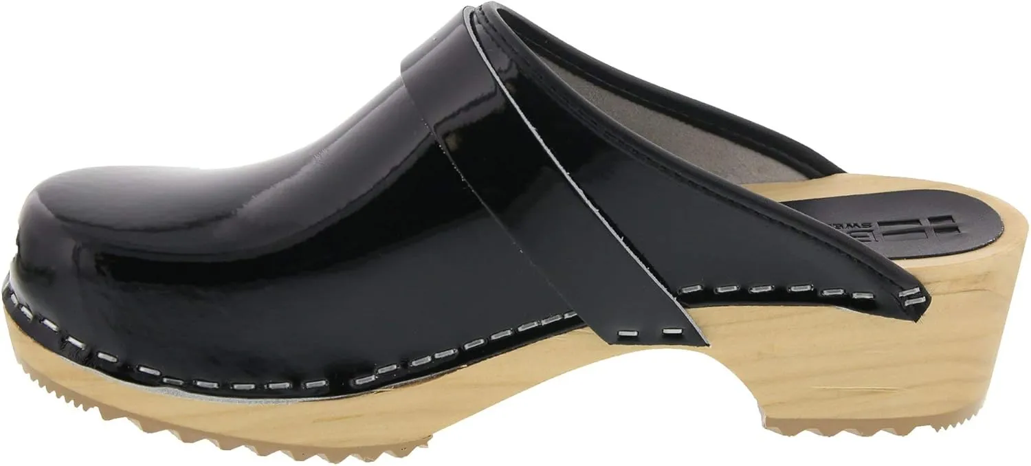 Bjork Maja Wood Open Back Leather Clogs