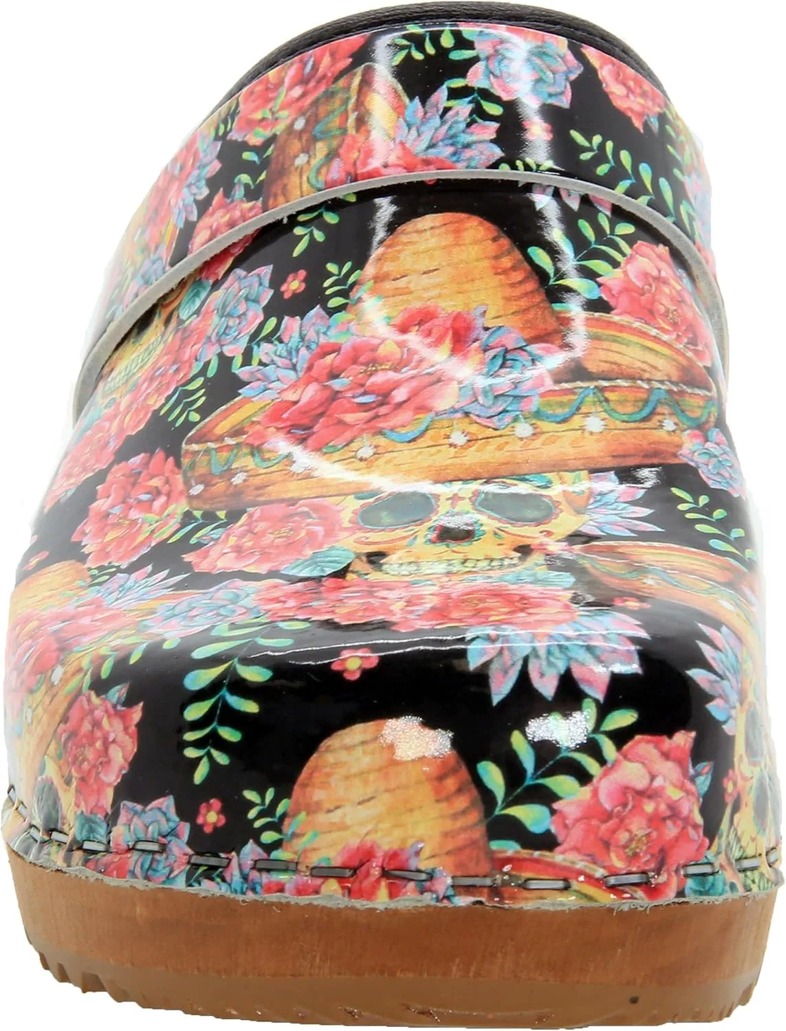Bjork Maja Wood Open Back Leather Clogs