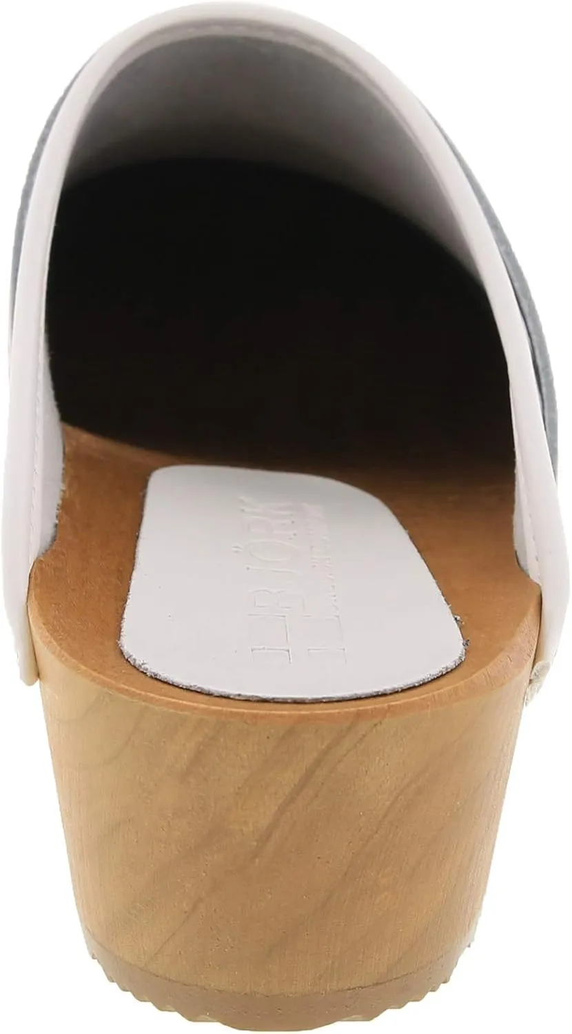 Bjork Maja Wood Open Back Leather Clogs