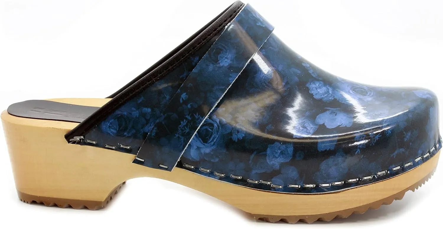 Bjork Maja Wood Open Back Leather Clogs