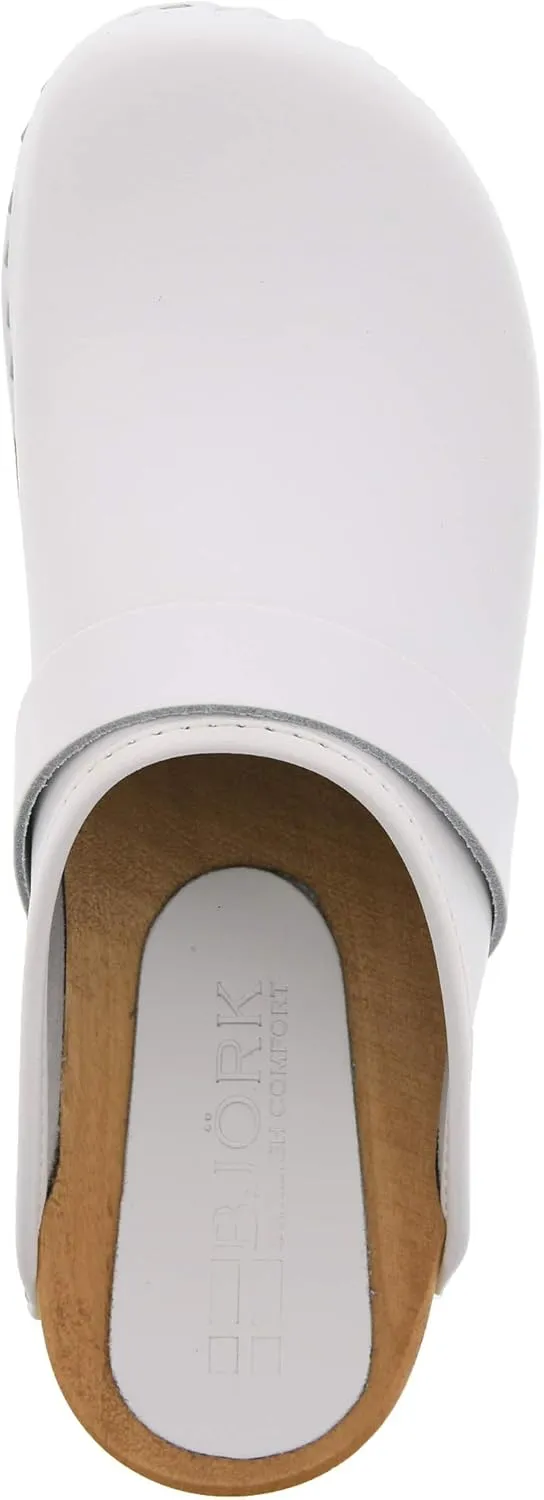 Bjork Maja Wood Open Back Leather Clogs