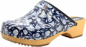 Bjork Maja Wood Open Back Leather Clogs