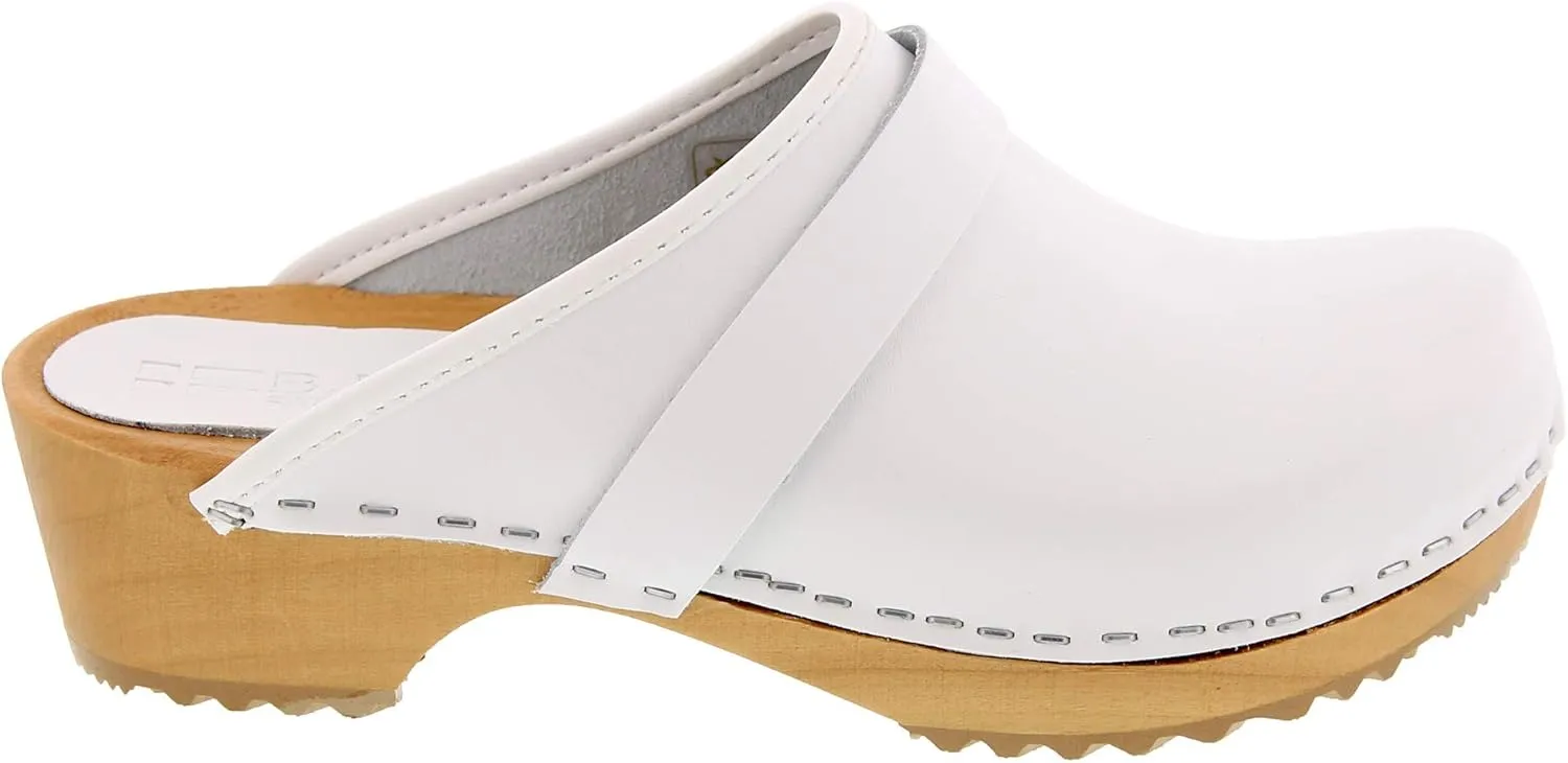 Bjork Maja Wood Open Back Leather Clogs