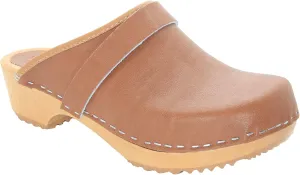 Bjork Maja Wood Open Back Leather Clogs