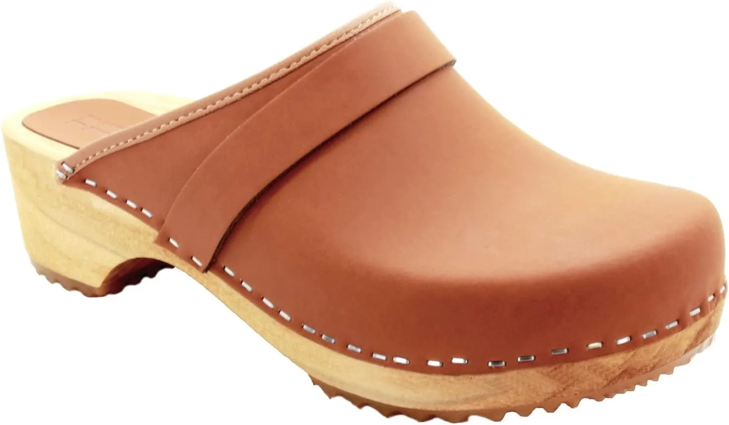 Bjork Maja Wood Open Back Leather Clogs