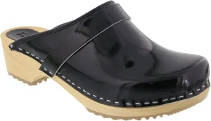 Bjork Maja Wood Open Back Leather Clogs