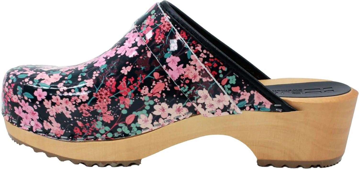 Bjork Maja Wood Open Back Leather Clogs