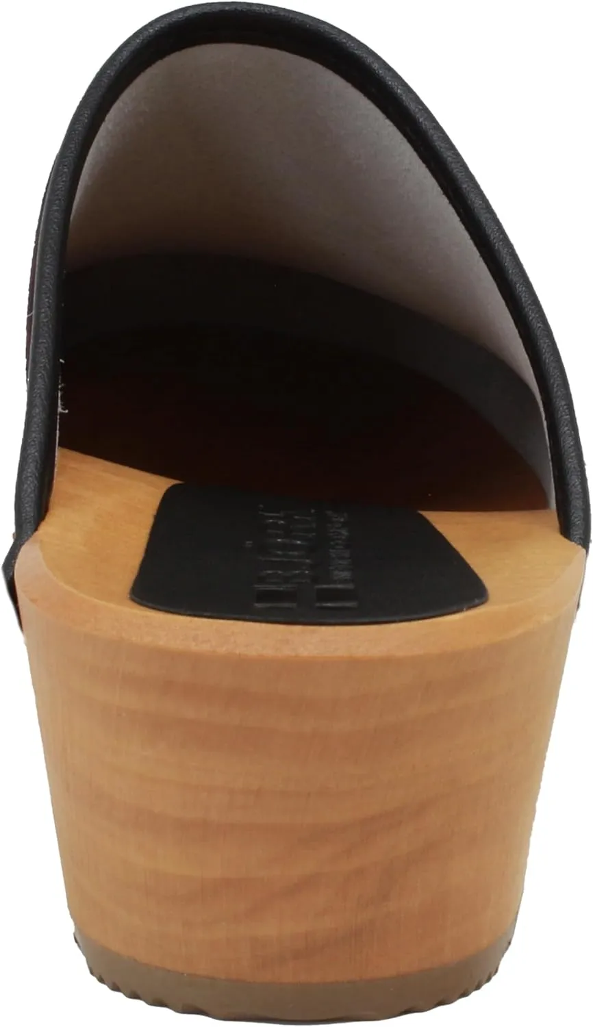 Bjork Maja Wood Open Back Leather Clogs
