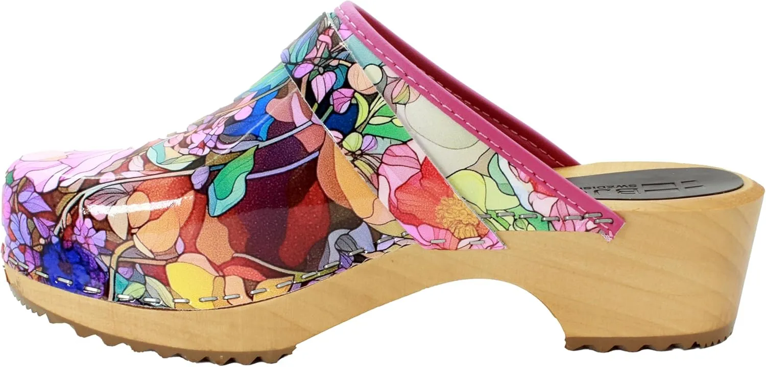 Bjork Maja Wood Open Back Leather Clogs