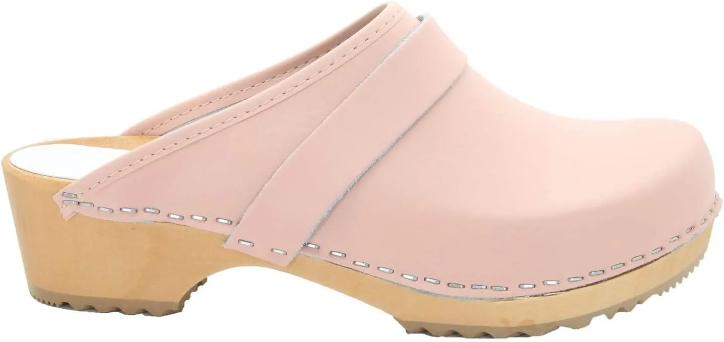 Bjork Maja Wood Open Back Leather Clogs