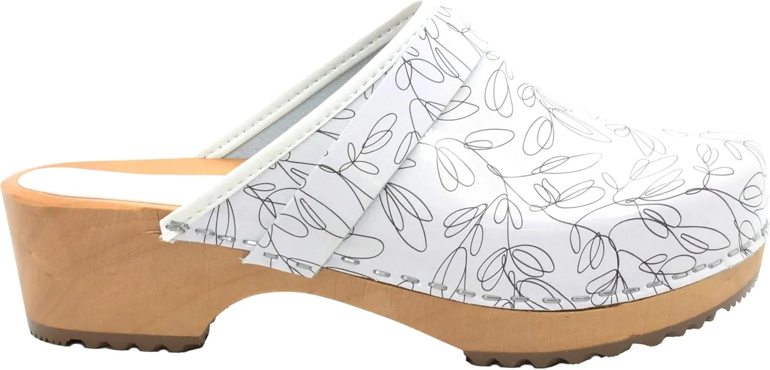 Bjork Maja Wood Open Back Leather Clogs