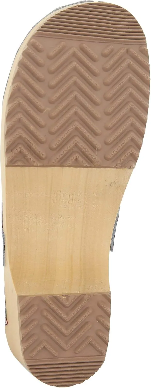 Bjork Maja Wood Open Back Leather Clogs