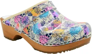 Bjork Maja Wood Open Back Leather Clogs