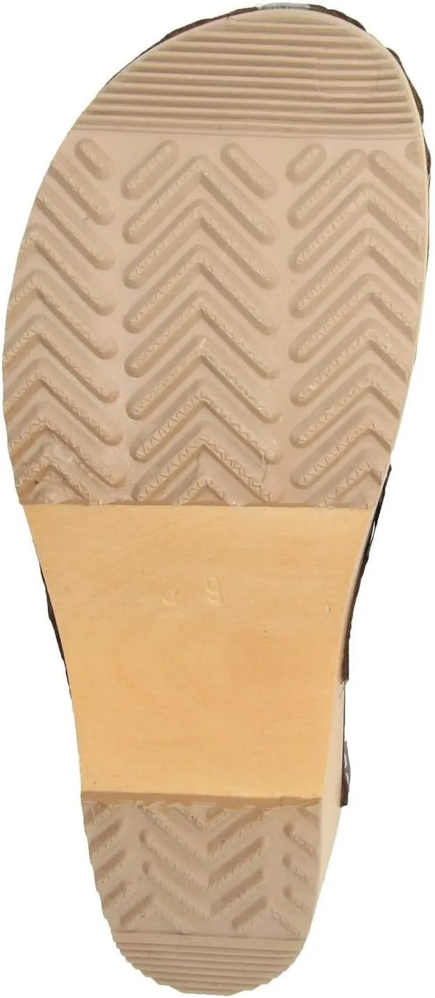 Bjork Maja Wood Open Back Leather Clogs