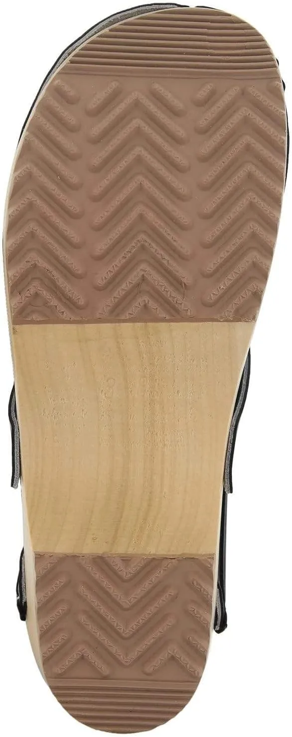 Bjork Maja Wood Open Back Leather Clogs
