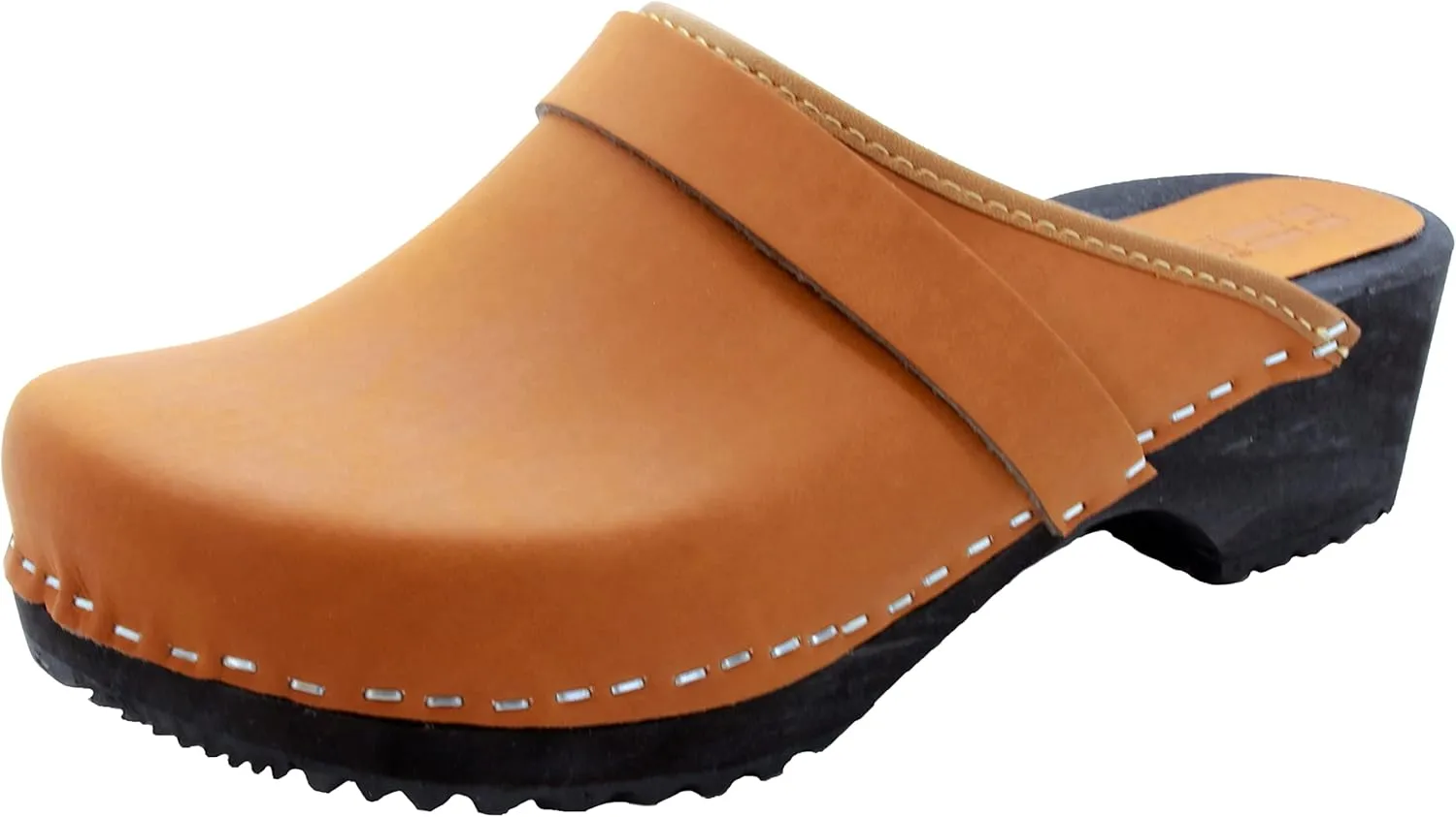 Bjork Maja Wood Open Back Leather Clogs
