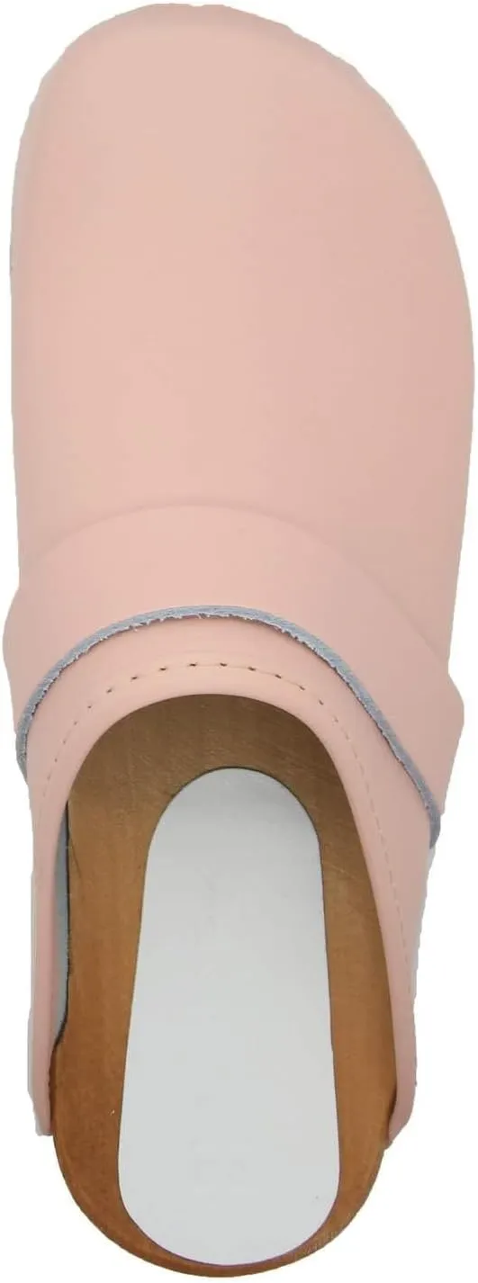 Bjork Maja Wood Open Back Leather Clogs
