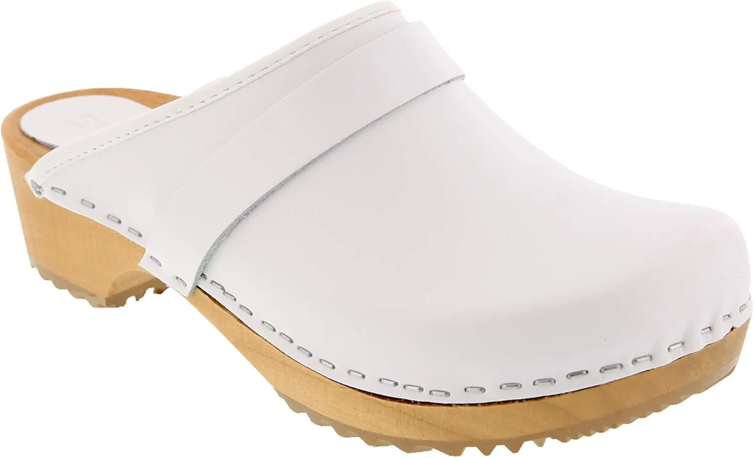 Bjork Maja Wood Open Back Leather Clogs