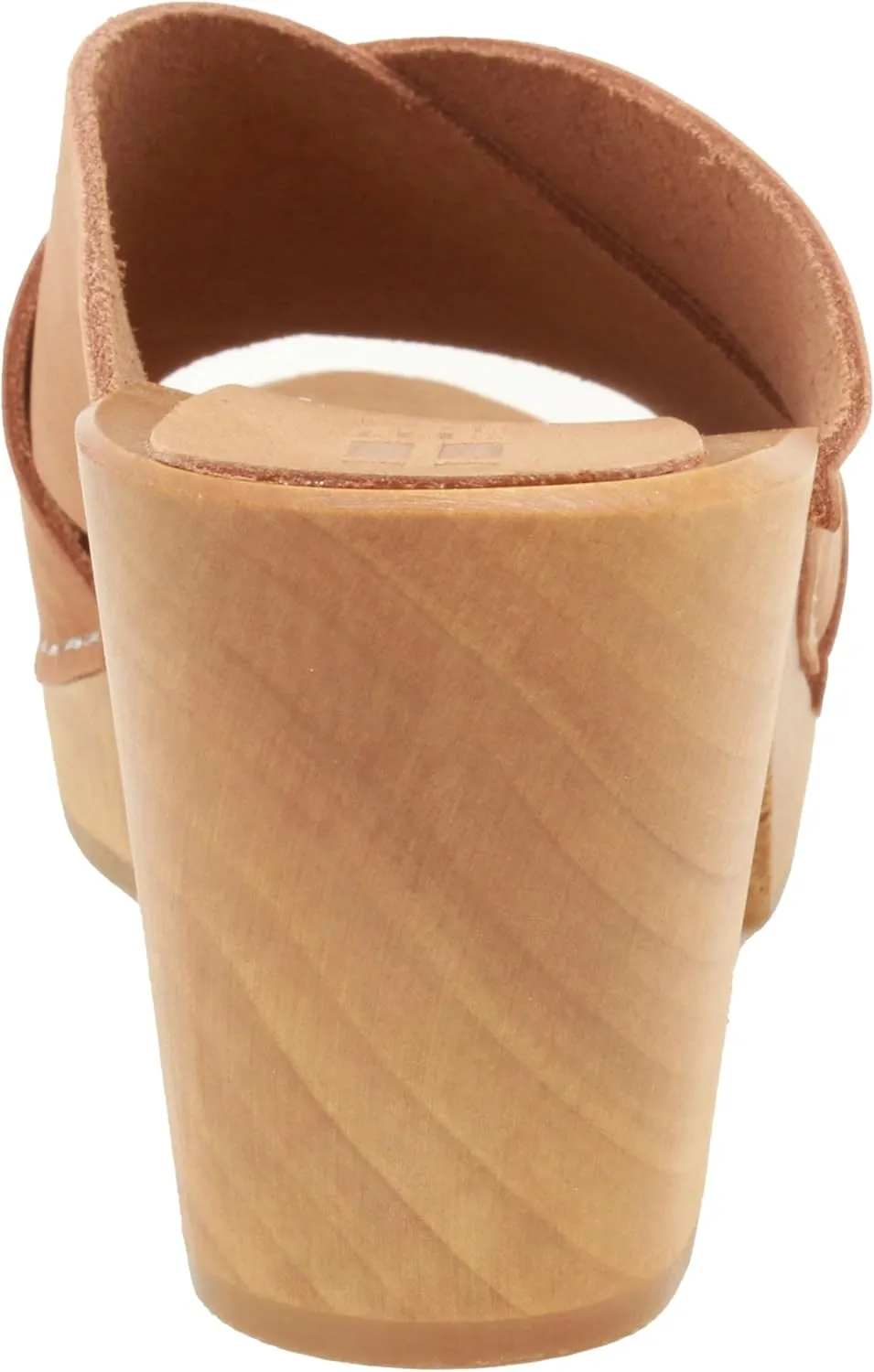 Bjork Women's Mid-Heel Wooden Leather Clog Sandals