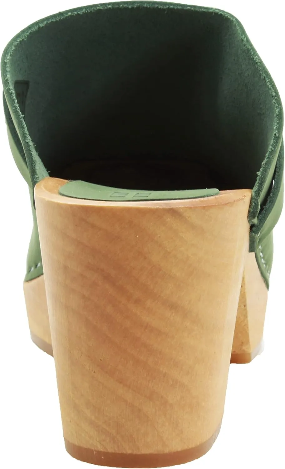 Bjork Women's Mid-Heel Wooden Leather Clog Sandals