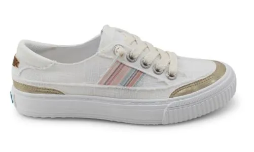Blowfish White Color Washed/Soft Gold/Natural Alex Womens Slip On Sneakers ZS-1472
