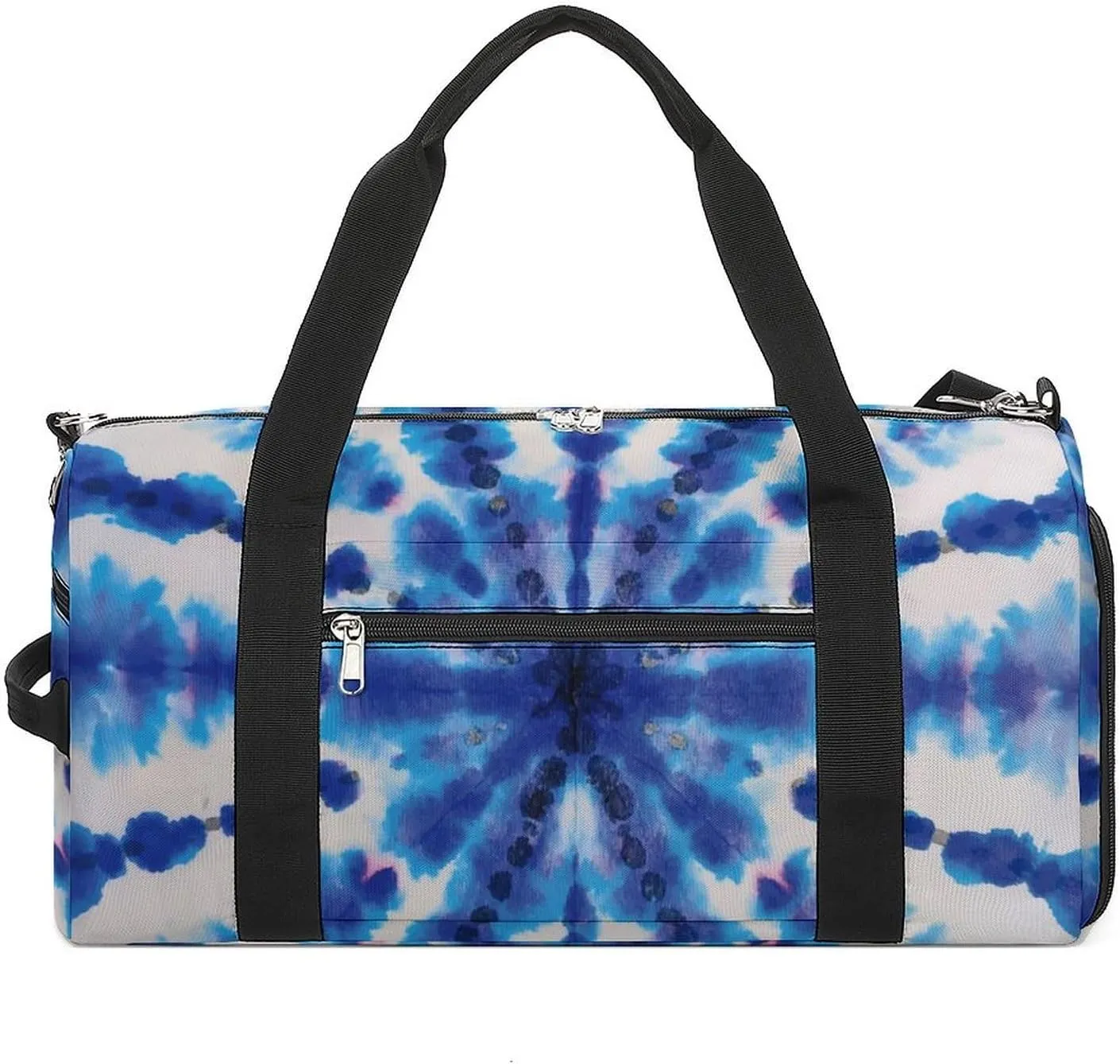 Blue Hippie Tie Dye Stripe Fitness Large Gym Bag for Unisex with Shoe Compartment & Wet Pocket