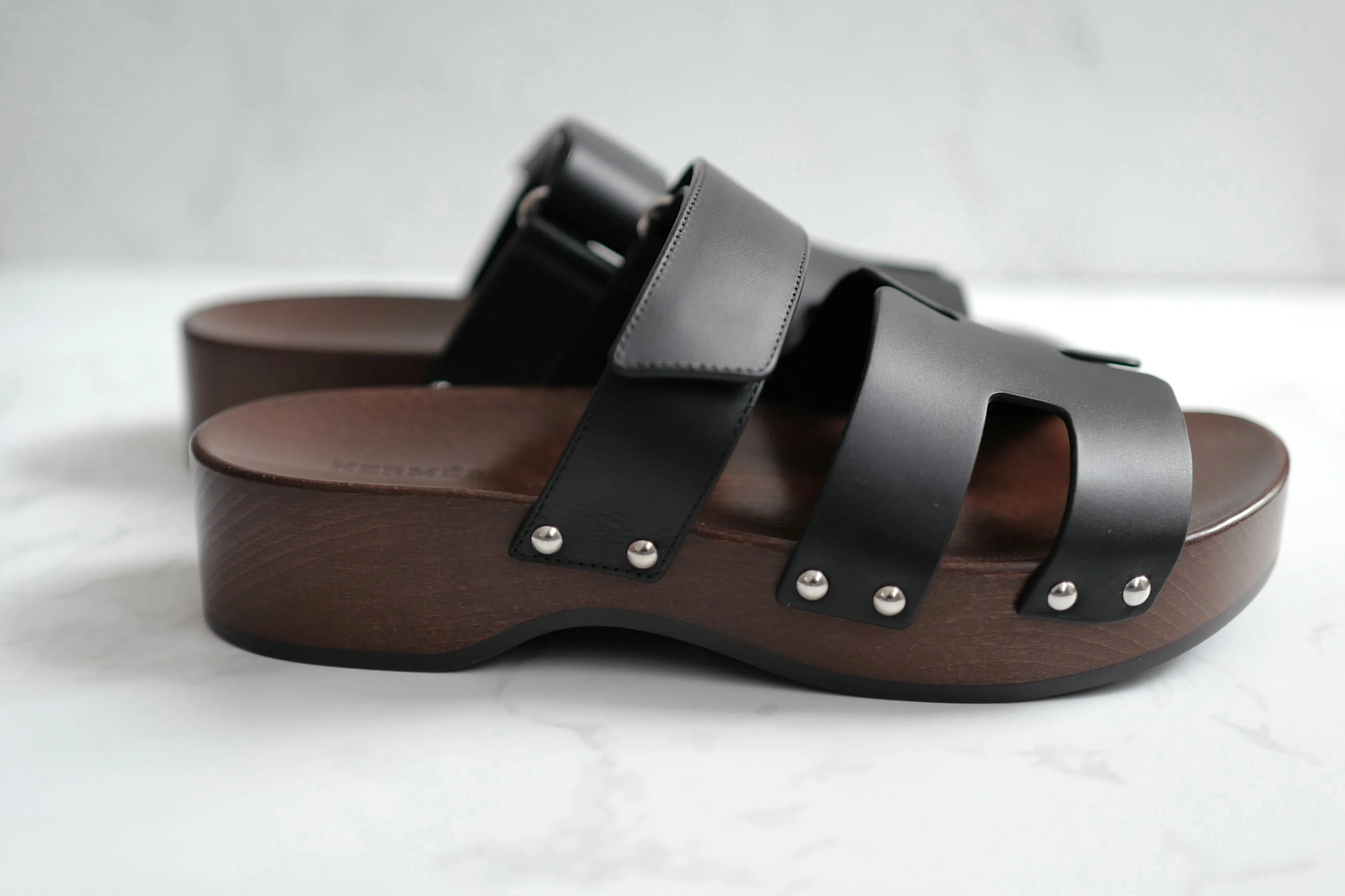 BNIB HERMÈS Kos Veau Women's Clog Noir - Size 38