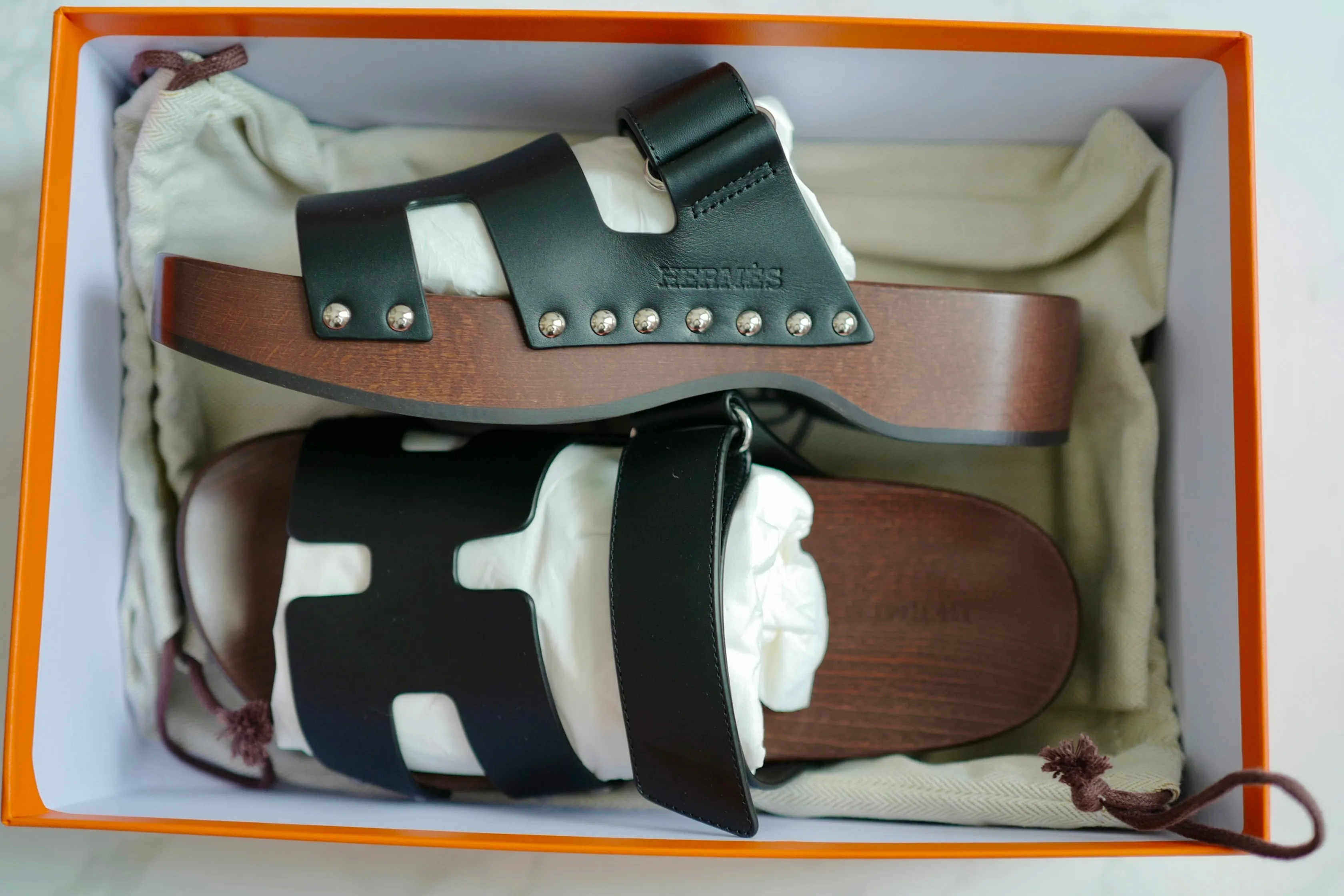 BNIB HERMÈS Kos Veau Women's Clog Noir - Size 38