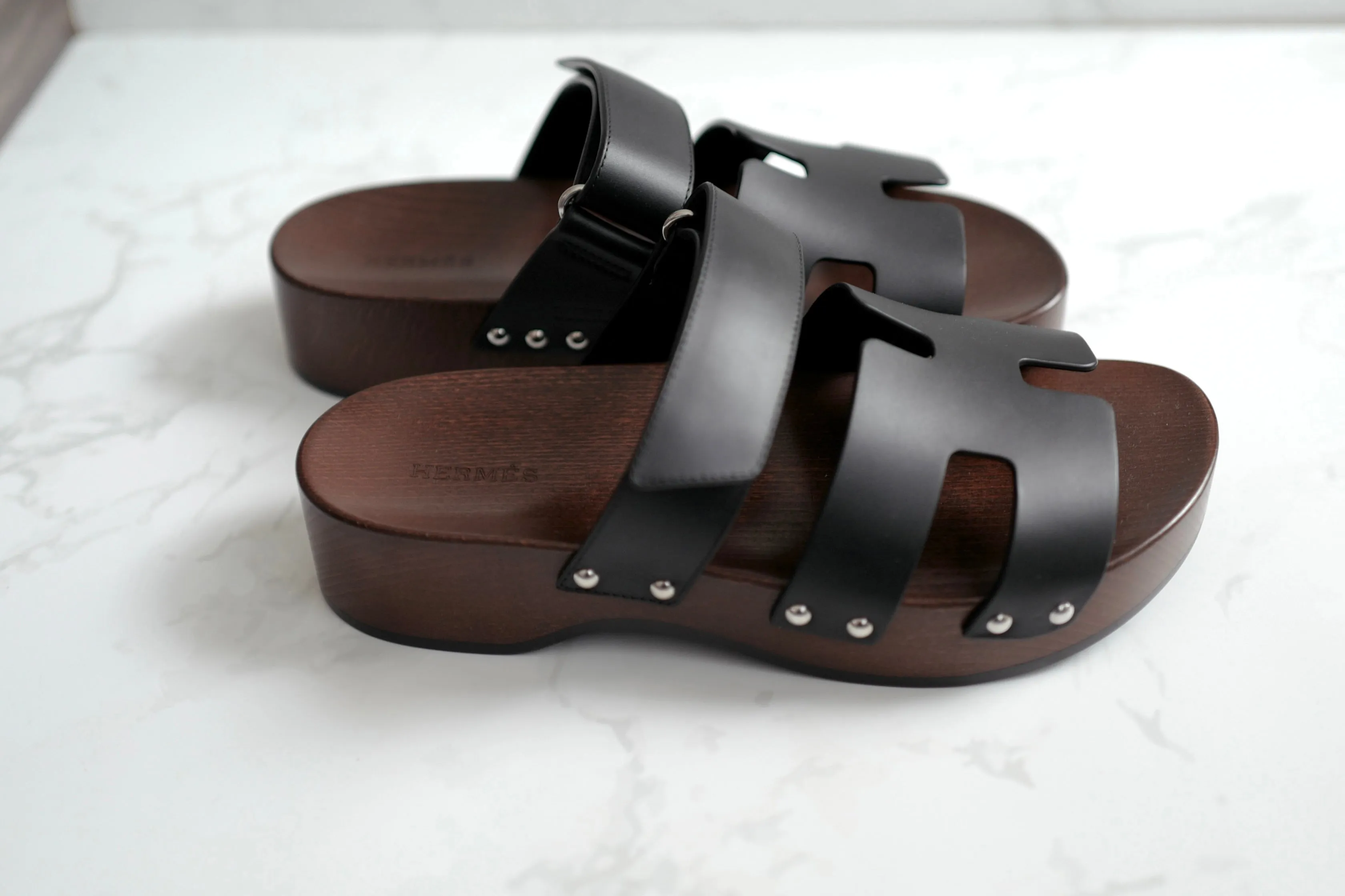 BNIB HERMÈS Kos Veau Women's Clog Noir - Size 38
