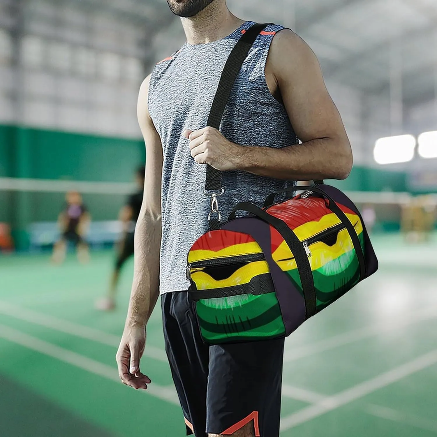Bolivia Flag Lips Gym Bag for Women Men Lightweight Duffel with Shoe Compartment Weekender