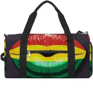 Bolivia Flag Lips Gym Bag for Women Men Lightweight Duffel with Shoe Compartment Weekender