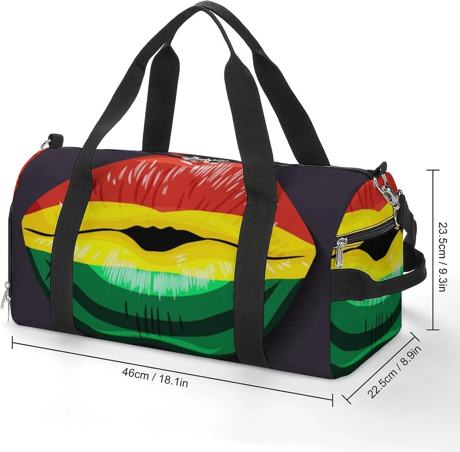 Bolivia Flag Lips Gym Bag for Women Men Lightweight Duffel with Shoe Compartment Weekender