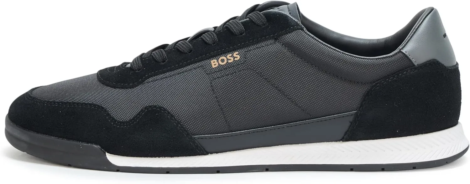 BOSS Men's Titanium Low Profile Leather Sneaker