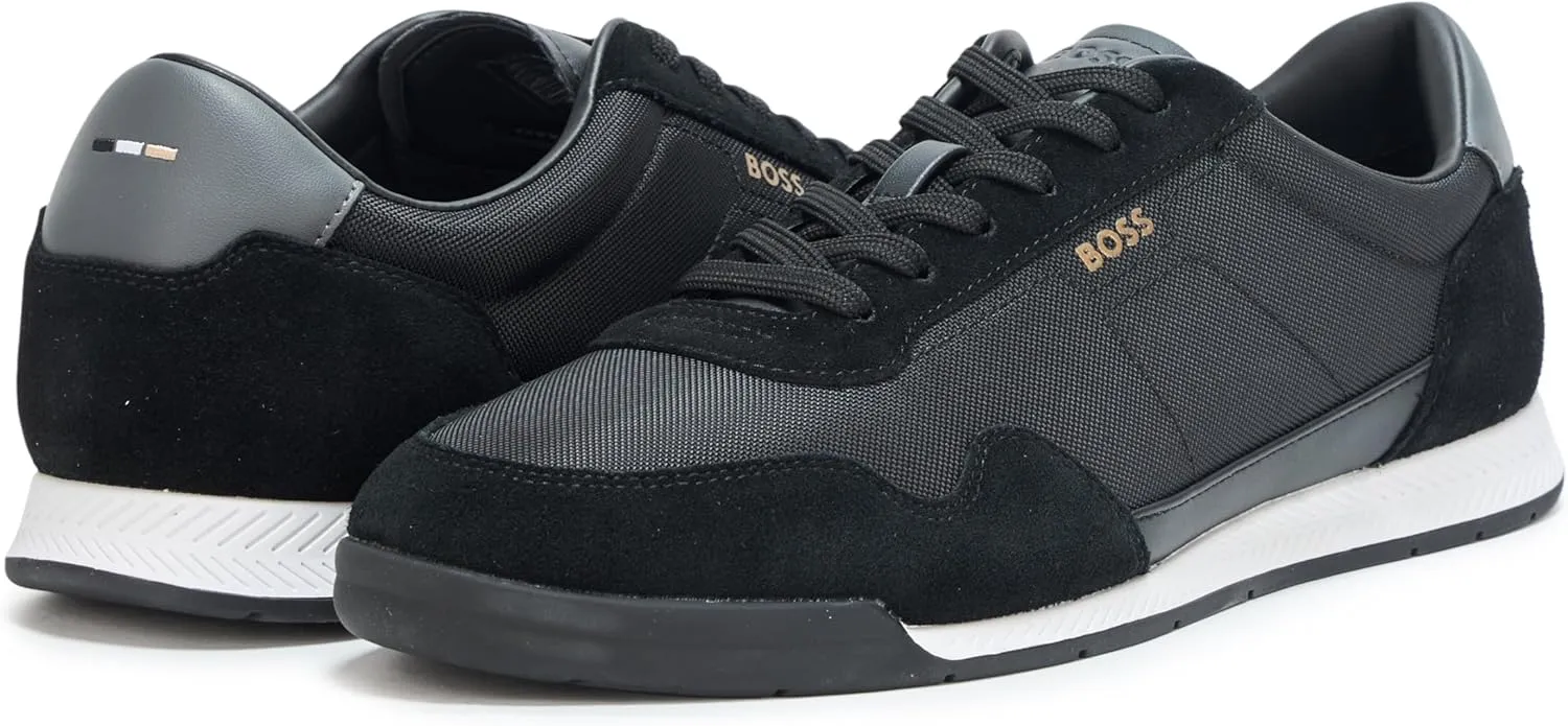BOSS Men's Titanium Low Profile Leather Sneaker