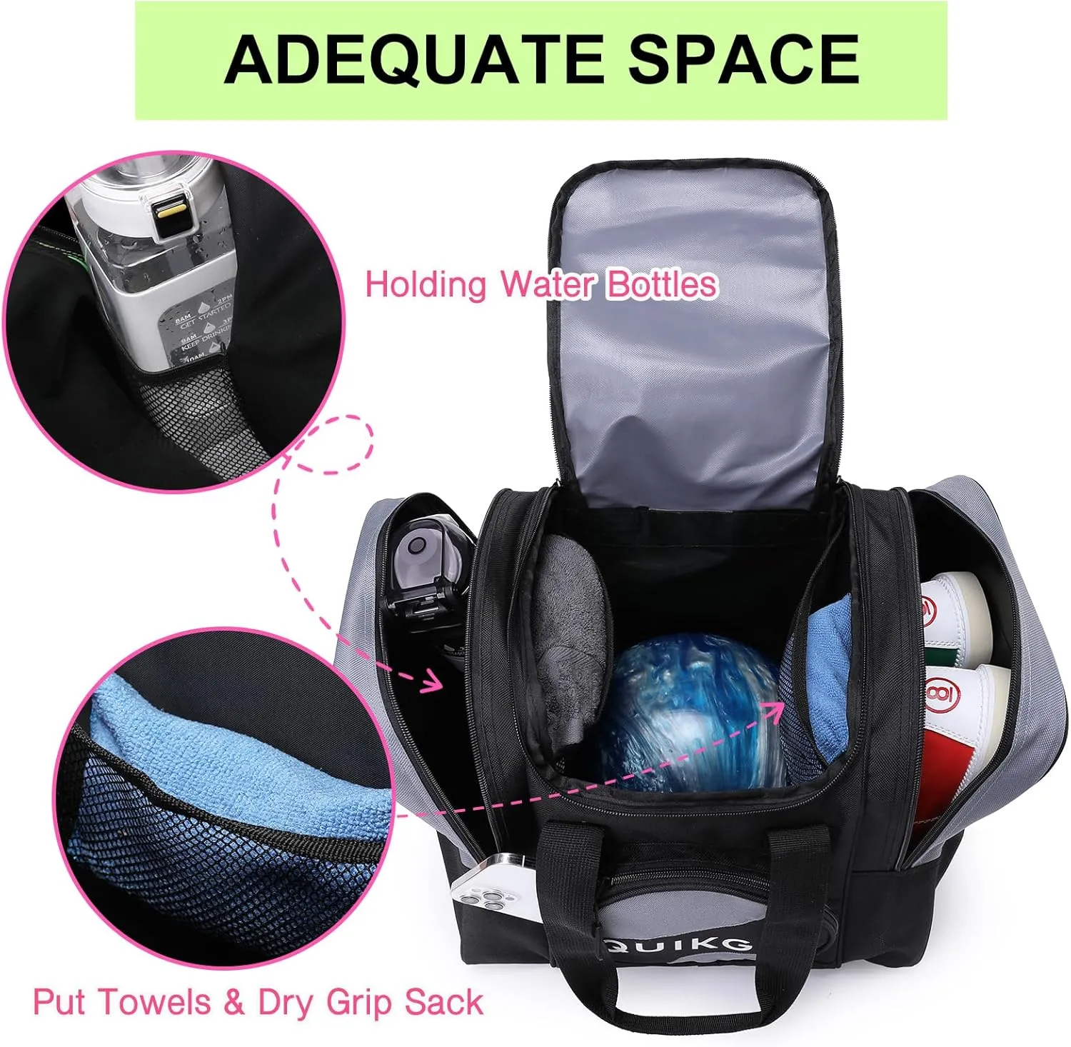 Bowling Ball Bag for Single Ball, Tote Bowling Bag with Padded Ball Holder