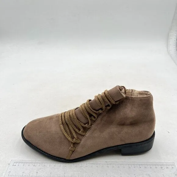 Brown Women's Lace Up Ankle Boots Casual Comfortable Lightweight Ankle Booties