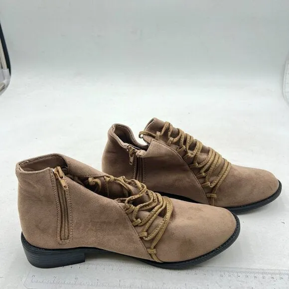 Brown Women's Lace Up Ankle Boots Casual Comfortable Lightweight Ankle Booties