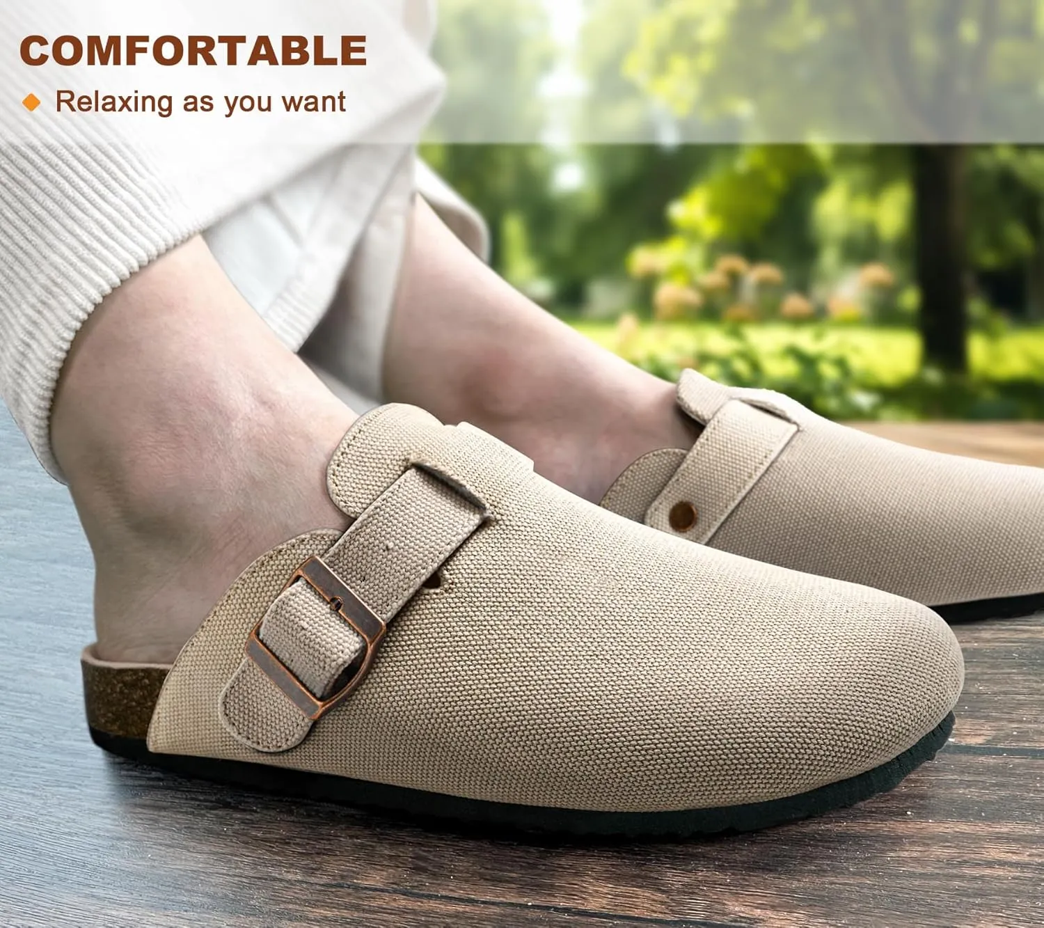 BULLIANT Men Clogs Mules Sandals Slippers Nurse Shoes Unisex-Suede Upper Cushioned Cork-Footbed