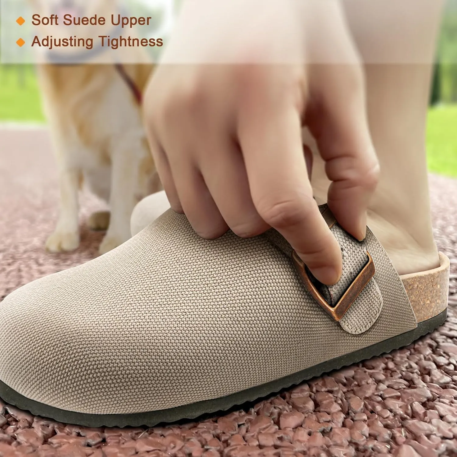 BULLIANT Men Clogs Mules Sandals Slippers Nurse Shoes Unisex-Suede Upper Cushioned Cork-Footbed